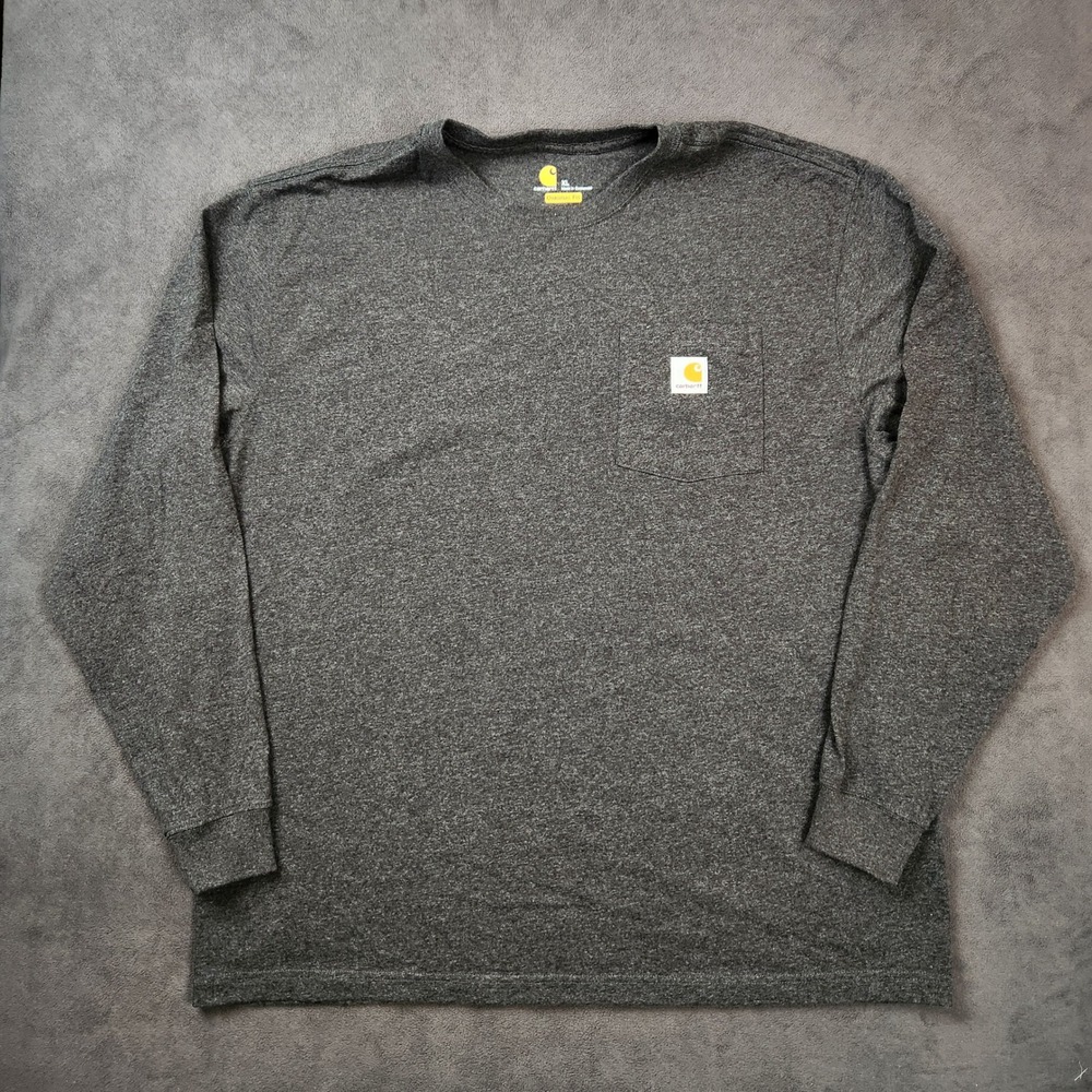 Carhartt Shirt Mens XL‎ Gray Original Fit Long Sleeve Pocket Tee Workwear K126